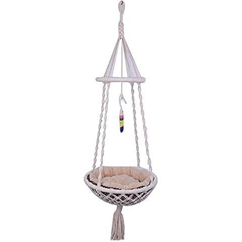 laddawan Macramé Hanging Cat Hammock - Cat Bed Indoor Cat Swing Nest Cat Lover Gifts Cover