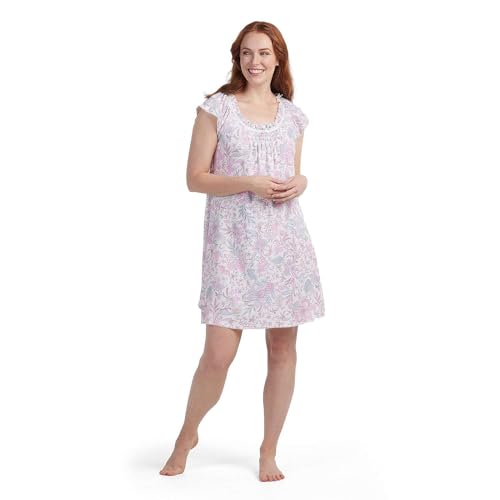 Image of Miss Elaine Short Cottonessa Nightgown, Short Sleeves and Beautiful Pattern Gown, Sleepwear & Loungewear