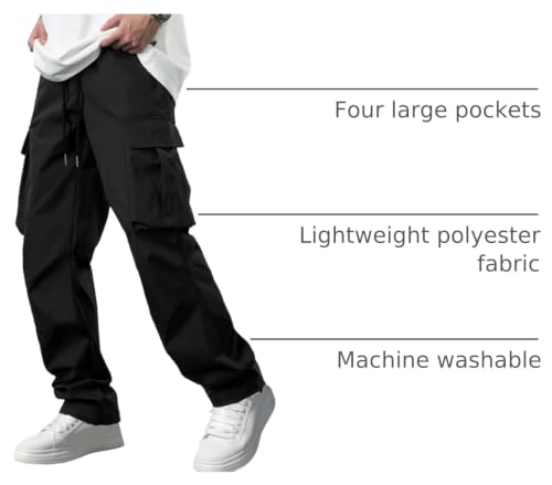 Image of Comdecevis Men's Casual Cargo Pants Workout Joggers Stretch Sweatpants Hiking Drawstring Tactical Pants with Multi Pockets