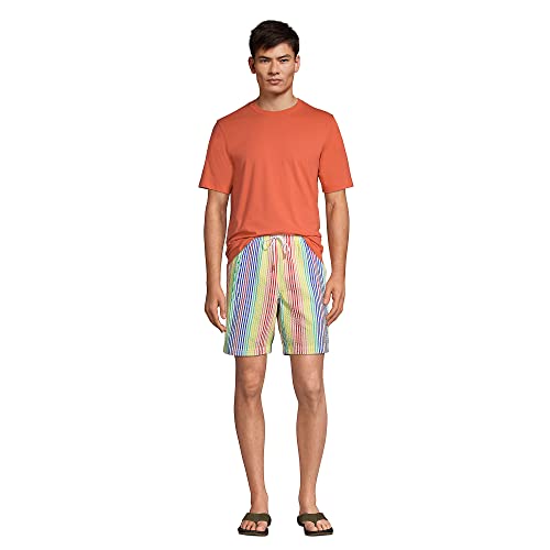 Lands' End Mens 8 inch Seersucker Volley Short Rainbow Stripes Regular Small4