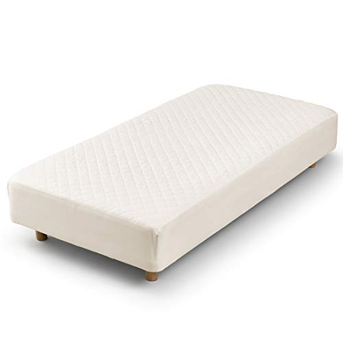 パッド一体型ボックスシーツ シングル 100×200×25cm 抗菌防臭 防縮加工 綿100% 夏 冬 オールシーズン ベージュ AJ001BS [Amazon限定ブランド]offtime(オフタイム)