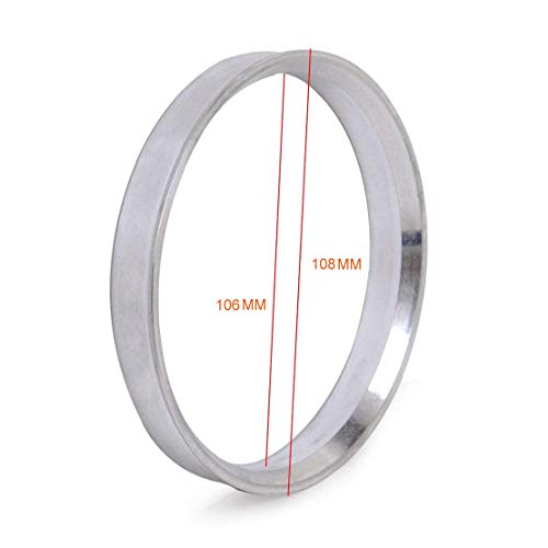 Image of ZHTEAPR 4pc Wheel Hub Centric Rings 108 to 106 OD=108mm ID=106mm Aluminium Alloy Wheel Hubrings 106 to 108