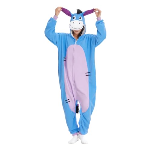 NCBYKM Animal Adults Unisex Onesie Halloween Plush Costumes(BlueEeyore-110)