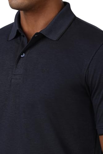 Image of Peter England Men's Premium Branded Regular Fit Half Sleeve Polo T-Shirt | Cotton Rich | Birds Eye Interlock Weave| No Pocket