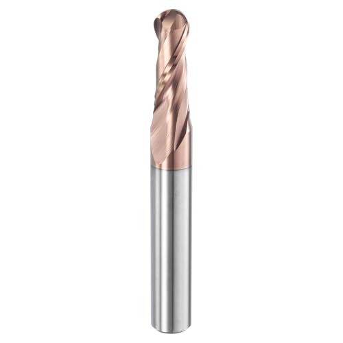 Image of HARFINGTON Ball Nose End Mill 2 Flute 17 /64 inch Diameter 5 /16 inch Shank Tungsten Carbide TiAlN Coated Spiral CNC Router Bits 3 /4 inch Cutting Length Single End Ball for Carving Engraving Grinding