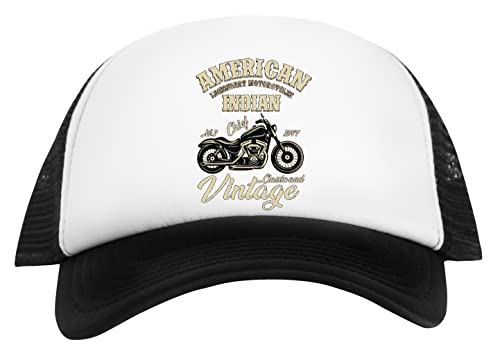 Suzetee American Legendary Motorcycles IndianAnd Vintage Casquette Baseball Snapback Enfant Unisexe Blanche