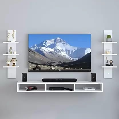 Hoodwin Wood Wall Mount TV Unit/TV Stand/Wall Set Top Box Stand/TV Cabinet/TV Entertainment Unit (White)(Ideal for 32-40 Inch)(D.I.Y)