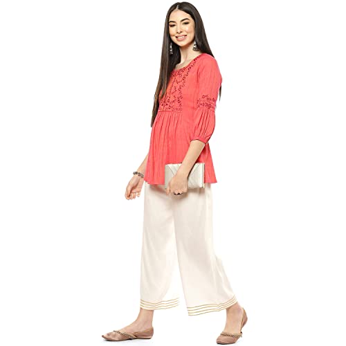 Image of Rangriti Off White Liva Palazzo for Women