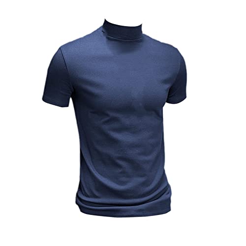 T-shirt col roulé homme bleu roi en coton premium et polaire douce