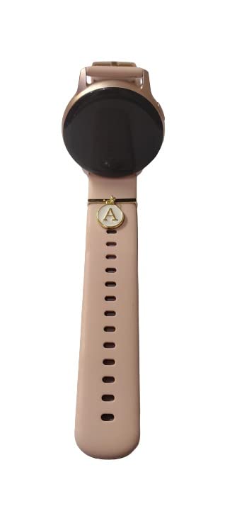 Morel personalized A Alphabet Ring Loops Jewellery Accessories Compatible with Smart Watch Silicone Band Strap of 2.2 cm, watch charm Watch accessories (WATCH BAND NOT INCLUDED)