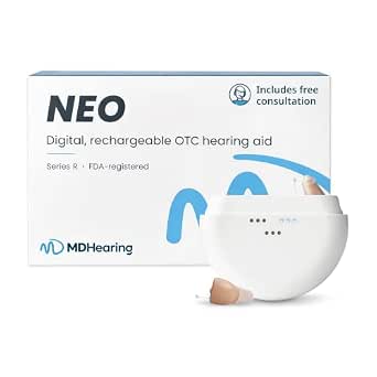 MDHearing NEO OTC Hearing Aids for Seniors – In-Ear Digital Hearing Aids