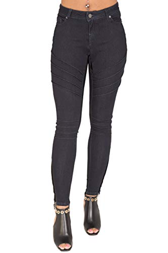 Poetic Justice Women's Curvy Fit Indigo Denim Moto Skinny Jeans2