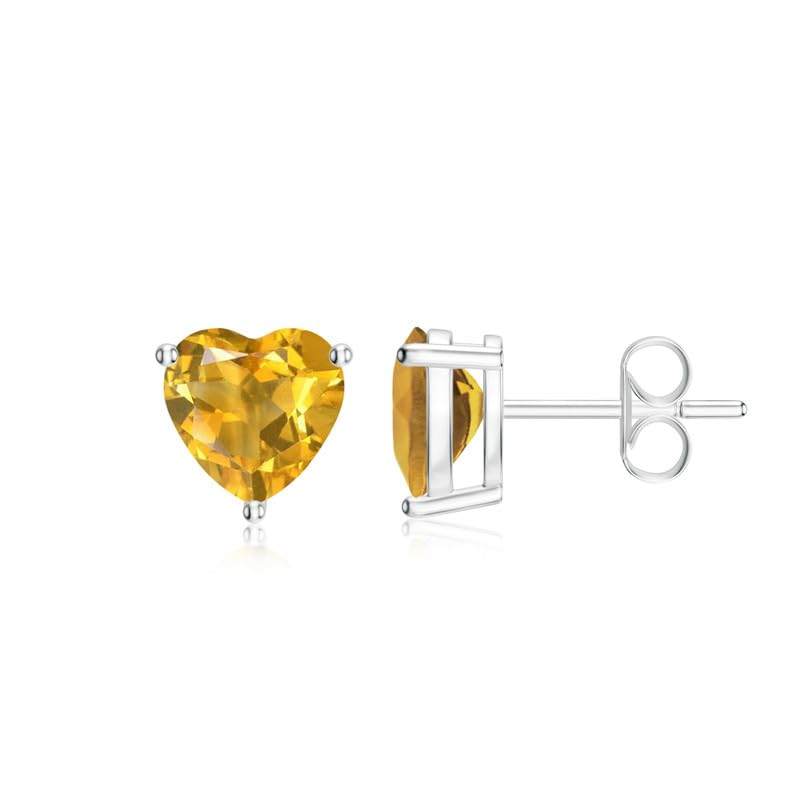 Image of Goldhartz Sterling Silver Genuine, Created or Simulated Birthstone Gemstone 7mm Heart Stud Earrings