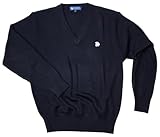 ル・グランフィール LE GRANFILE セーター 学生 スクール セーター 女子 男子 ウール混 高校生 中学生 ワンポイント vネック メンズ レディース 制服 人気 通学 中学 高校 ウール ブランド lg-kn002 (XL, ネイビー)