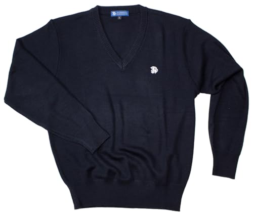ル・グランフィール LE GRANFILE セーター 学生 スクール セーター 女子 男子 ウール混 高校生 中学生 ワンポイント vネック メンズ レディース 制服 人気 通学 中学 高校 ウール ブランド lg-kn002 (L, ネイビー)