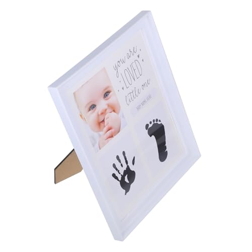 Abaodam Infant Milestone Frame Baby Handprint and Footprint Photo Frame Newborn Milestone Sign Safe Desktop Decor