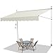Fiqops Klemmmarkise mit Handkurbel Balkon, Markise UV-beständig, Sonnenschutz wasserdicht, Balkonmarkise ohne Bohren, Höhenverstellbar, 400x120x 200-300cm Beige
