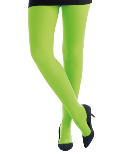P'tit Clown - 74702 - Collant Fantaisie Opaque Uni Femme - Green Neon Tights - Confortable - 50 Deniers - Accessoire Déguisement Carnaval, Halloween, Fêtes...