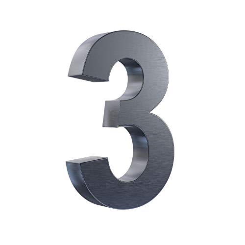 3D Hausnummer 3 Edelstahl anthrazit RAL7016 Arial Hausnummernschild Gebäudenummer Türnummer für die Montage im Außenbereich Rostfrei Witterungsbeständig Pflegeleicht Schriftart Arial