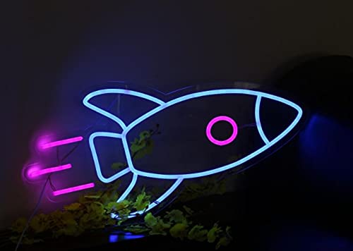 Neon Custom Led Flex Neon Sign Rocket Wall Hanging Flexible Decoration For Room ( 12 X 12 Inch)