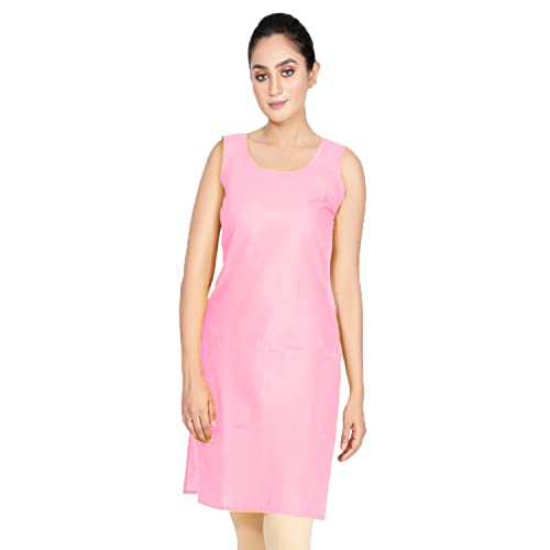 Image of Women's Cotton Long Camisole for Kurti /Suit Slip /Long Inner /Samij for Women Sameej /Knee Length Inner Wear /Sameez /Kurti Slip /Round Neck /Invisible