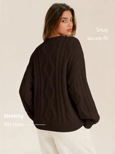 Image of Trendy Queen Women's Oversized Cable Knit Sweaters 2026 Fall Outfits | Quiet Luxury Style, Chunky Knit Texture, Winter Holiday Outfit, Easy Layering Piece, Fall Fashion Staple