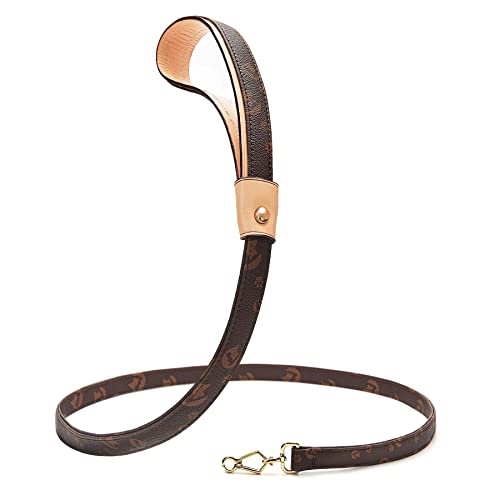 Thankspaw Leder-Trainingsleine, 1,5 m, strapazierfähig, robust und weich, langlebig, klassischer Stil, bedruckt, Haustier-Leine für extra kleine, große und mittelgroße Hunde Cover