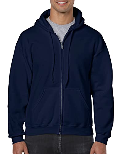 Gildan Adult Heavy Full-Zip Hooded Sweatshirt, Navy, X-Large