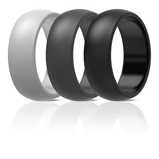 ThunderFit Silicone Rings for Men Rubber Wedding Bands - 3 Rings (Black, Gray, Light Gray, 9.5-10 (19.8mm))