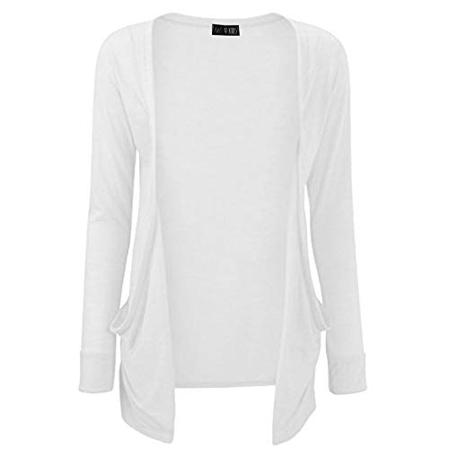 A2Z 4 Kids Girls Plain Open Boyfriend Cardigan Long Sleeves - Boy Friend White 7-8.1