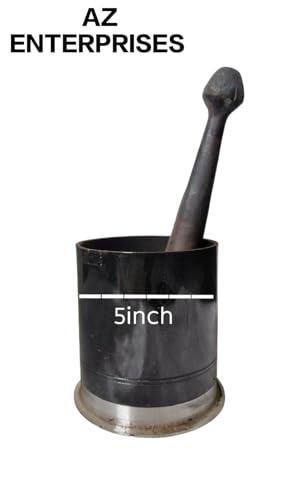Image of Iron imam dasta (khallad musli) used for Grinding, and Mixing Herbs, Spices, and other Ingredients like Garlic Crushing, and Ginger set large size 5x8 inchs khallad musli 12 inchs Mortar & Pestle set