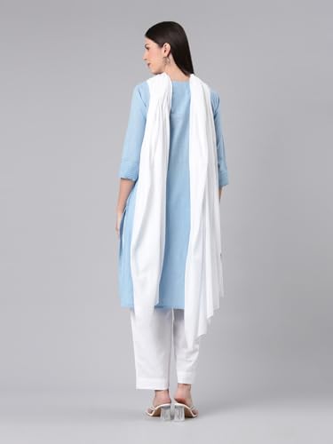 TWIN BIRDS Stylish Light Weight White Coloured Cotton Dupatta | Shawl for Women - Image 4 thumbnail
