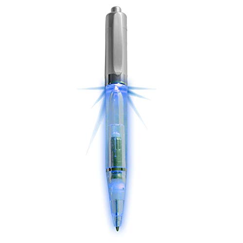 noTrash2003® LED Leuchtkugelschreiber Druckkugelschreiber mit Blauem Licht, Rotem Licht oder Grünem Licht - schreibt im Dunklen … (Blau)