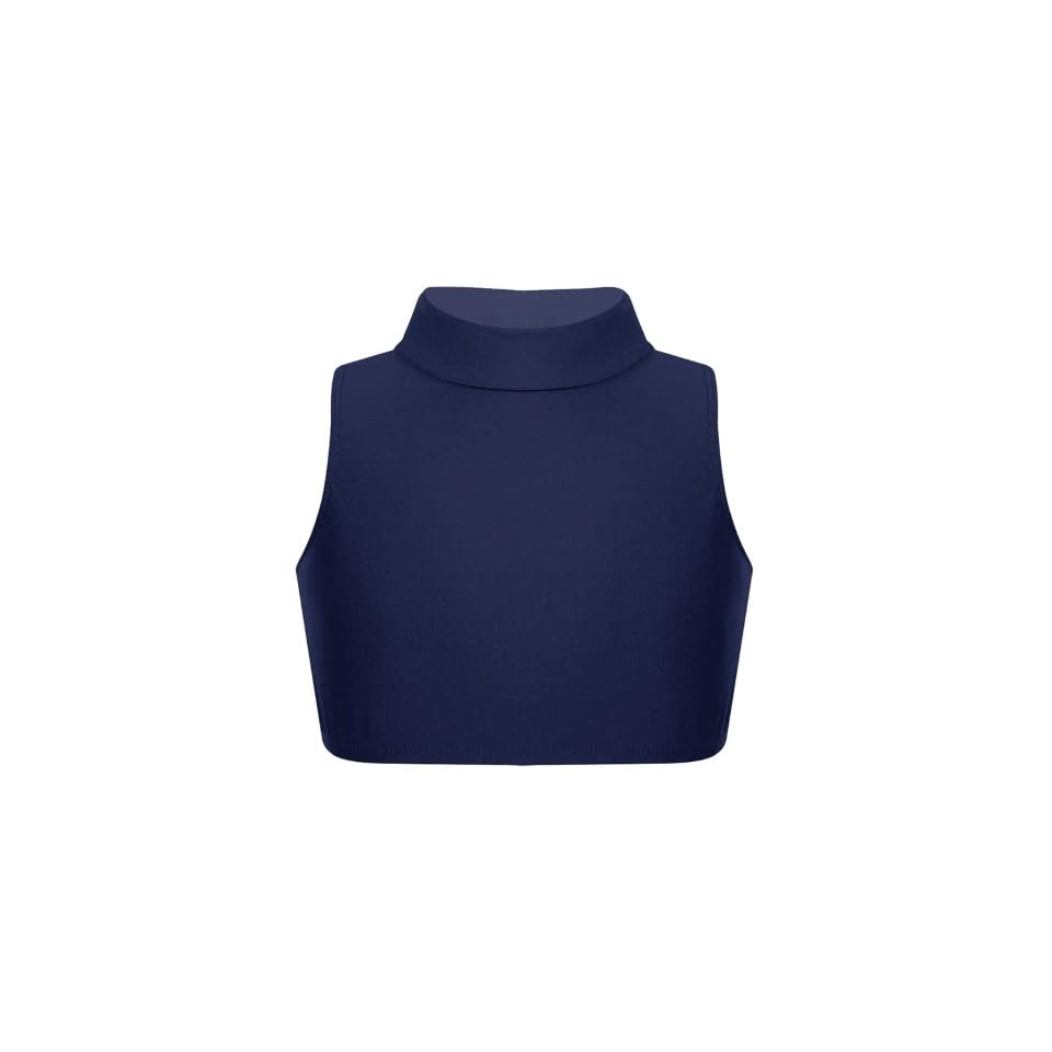 Image of Gum & Berries Girls Turtle Neck Crop Sleeveless Vest Tank Top Lightweight Disco Dance,