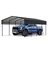 10X15 FT Heavy-Duty Metal Carport, Galvanized Steel Vehicle Shelter Canopy with 2800Lb Snow Load & 12 Wind-Resistant for Trucks, Tractors, Boats, RVs