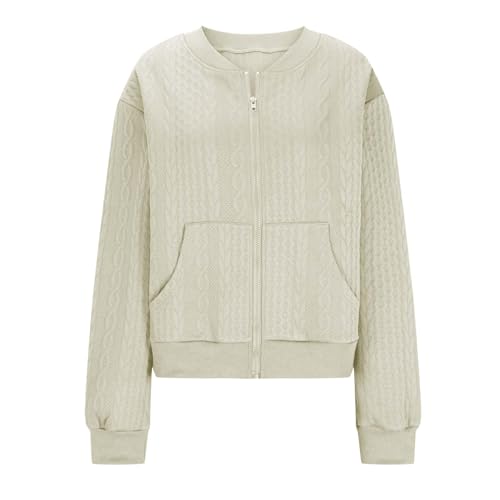 Sweatshirts for Women Fall Casual Zip-Up Crop Cardigan Loose Fashion Solid Color Versatile Jackets for Going Out3