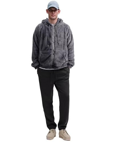VahRuta Mens Fuzzy Zip Hoodie Sweatshirt Sherpa Plush Zipper Jacket with Hood for Men2