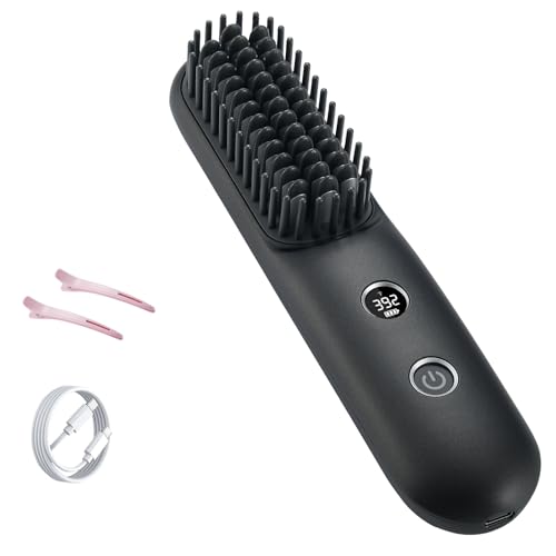 STUDLLY LCD Screen Cordless Hair Straightener and Curler 2 in 1, Rechargeable Portable Mini Travel...