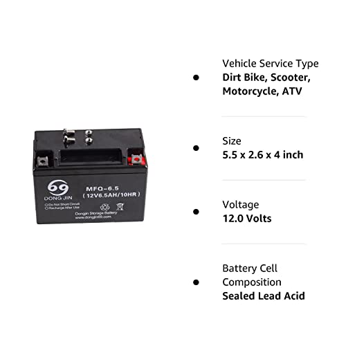 Tdpro Mfq-6.5 12V 6.5Ah Motorcycle Battery For Scooter Go Kart Atv Pit Dirt Bike #TOP5
