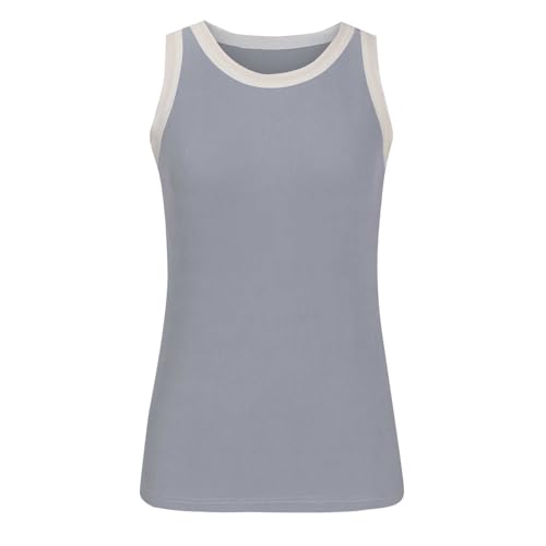 Cute Summer Tops for Teen Girls Ribbed Tank Tops Crewneck Slim Fitted Tops Casual Basic Knit Sleeveless Women Shirts2