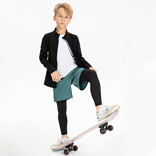 Boy's Running Training 2 in 1 Compression Tights Pants Workout Shorts Compression Leggings for Kids Youth3