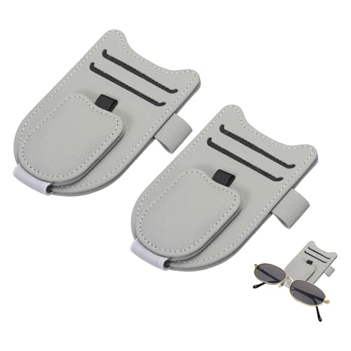 Support magnétique pour lunettes de soleil de voiture HARFINGTON en cuir gris, lot de 2