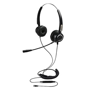 AGPTEK 4-pins RJ9 binaurale telefoon headset met microfoon 3,5 mm QD volume voor call center call center telefoon…