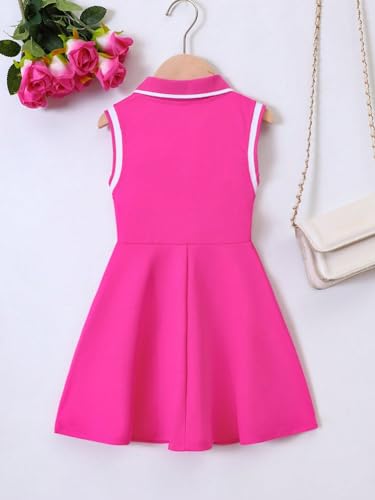 Verdusa Girl's Heart Print Sleeveless Collar Neck Button Front High Waist Flared A Line Dress2