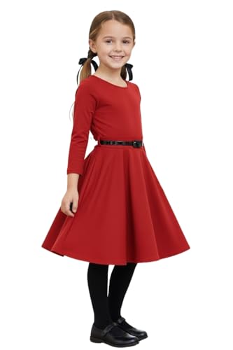 Vestido acampanado con cinturón STAR FASHION de manga larga infantil