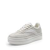 DREAM PAIRS Women's Platform Sneakers Walking Val Tennis Lace-Up Comfortable Casual Fashion Sneakers Shoes.,Size 8.5,Beige,SDFN2455W