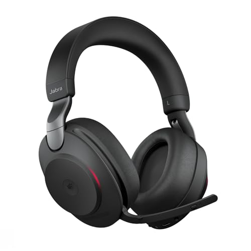 Jabra Evolve2 85 Wireless PC Headphones - Noise Cancelling Microsoft Teams Certified Stereo Headphones with Long Life Battery - USB-C Bluetooth Adapter - Black