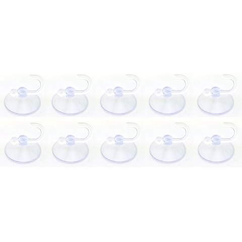 GiftWrap Etc. Swivel Hooks Clear Plastic Suction Cups - 30 mm, Set of 10,Clear, for Glass Windows, Windshield, Tile, Metal Cover
