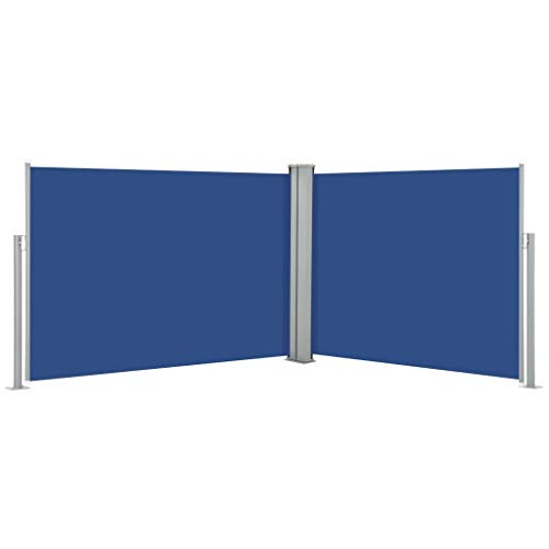 Keyroto Store latéral pour balcon, marquise latérale, brise-vent, terrasse, store latéral pour terrasse, store latéral extensible bleu, 120 x 1000 cm