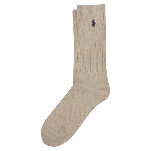 POLO RALPH LAUREN Men's Cotton Ribbed Dress Crew Socks-1 Pair Pack-Solid Color Cushioned Comfort